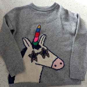 Girls Mini Boden Unicorn sweater size 7-8Y